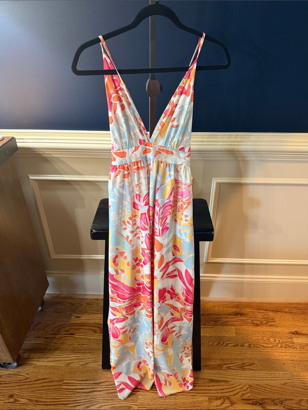 SHEIN Pink, Coral & Light Blue Floral Maxi Dress